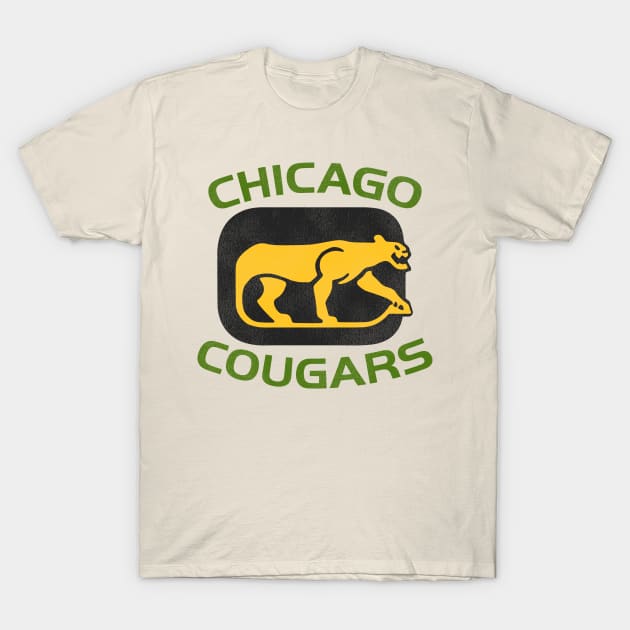 Defunct Chicago Cougars Hockey Team T-Shirt by Defunctland